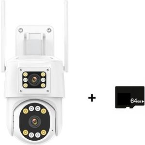 Bewakingscamera, 4G Sim-kaart IP Camera 4K HD Drie-Lens PTZ Camera 2K Dual Screen Beveiligingscamera AI Auto Tracking P2P Surveillance(2K 4G Add 64G)