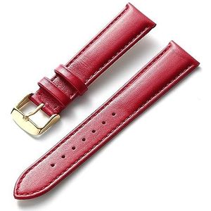 LQXHZ Horloge lederen band mannen en vrouwen zakelijke band rood bruin blauw 14mm 16mm 18mm 20mm 22mm 24mm lederen horloge accessoires(Red gold buckle,15mm)