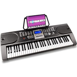 MAX KB1 Draagbare en Draadloze Piano Keyboard met 61 Toetsen, Ingebouwde Speakers, 3 Staps Trainingsfunctie voor Beginners, LCD Display, 24 Demo Songs en Recordfunctie