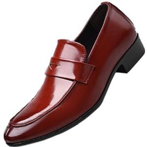 Heren Instappers, Kleding Herenschoenen, Casual En Comfortabele Penny Loafers Voor Autorijden, Zaken, Feesten En Bruiloften,Rood,38 EU