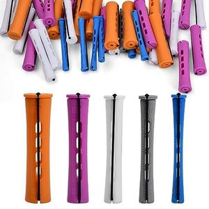 Wisebom Haargolfstangen, 50 stuks, antislip, kunststof, koudegolfstangen voor dames, mannen en kinderen, permanent, stangen met elastische band voor lang haar, kappersgereedschap