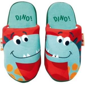 Pantoffels voor kinderen, dinosaurus, katoen, antislip, zachte zool, blauw, rood, 30/31 EU Ancho