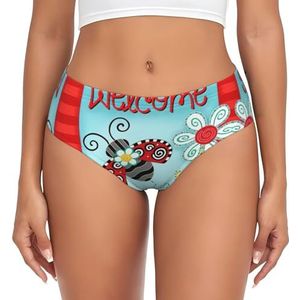 yagDAA Lieveheersbeestje bloemenprint damesondergoed zachte rekbare bikinislip onderbroek dames hipster slipje onderbroek, Zwart, L