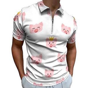 Groen Doolhof En Straatverlichting Poloshirt voor Mannen Casual Rits Kraag T-shirts Golf Tops Slim Fit