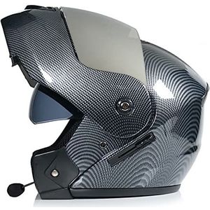Motorhelm, Volledige motorhelm met anti-condens dubbel vizier Bluetooth ingebouwde microfoon ECE-goedgekeurd B3,XL=61-62CM(F1,XL=6162CM)
