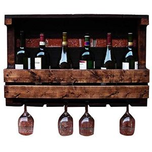 JLVAWIN Opbergrek wijnhouder wandmontage wijnrek, massief houten wijnglas opknoping rek en houder plank voor keuken/bar/restaurant (maat: 50 x 42 x 13 cm) planken