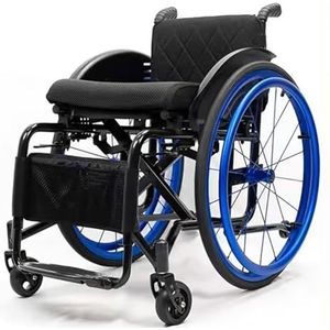 PA-DABAOO Lichtgewicht Sportrolstoel, Opvouwbare Transportrolstoel, Volwassen Sportrolstoel, Terreinrol Van Aluminiumlegering, Geschikt Voor Volwassenen En Ouderen,Blue 42cm