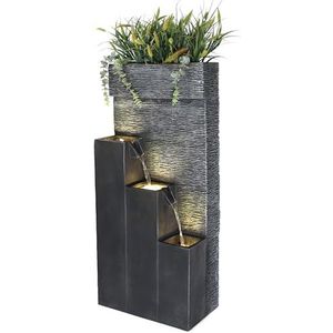 Grote fontein, BK846, met led-verlichting, tuinfontein met decoratiebassins, waterval (101 x 43 x 25,5 cm)