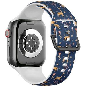 Zachte sportband compatibel met Apple Watch 38 / 40 / 41 mm (Romantische giraffe stijlvol 3) siliconen armbandaccessoire voor iWatch