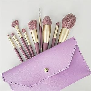 MQPALZKD 9-delige make-up kwasten set houten handvat zachte vezel haar make-up kwasten for touch-up en losse poeder