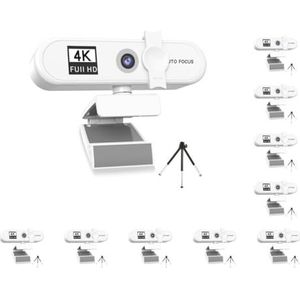 Mealoodiousmusea 10 set Computer Webcam Auto-focusing HD USB Online Verstelbare PC Camera met Microfoon Bedrade Vervanging Externe Web Cam Camcorder Wit 4 K