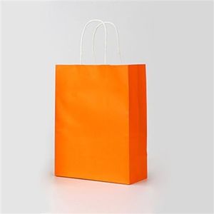 Geschenkzakken 10/20 stuks kleur kraftpapier zak met handgrepen festival geschenkzak boodschappentassen geschenkdoos (kleur: oranje, maat: 26 x 32 x 12 cm)