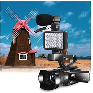 Videocamera, Camcorder 4k ultra HD 48MP Videocamera for Vlog-opname Live Streaming 30x Digitale Zoom IR Nacht digitale vloggingcamera met aanraakscherm(128GB SD Card)