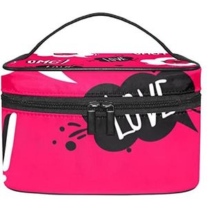 Vrouwen Mond OMG Liefde Cloud Rode Make-up Organizer Tas, Reizen Make-up Tas Organizer Case Draagbare Cosmetische Tas voor Vrouwen en Meisjes Toiletartikelen, Meerkleurig, 22.5x15x13.8cm/8.9x5.9x5.4in