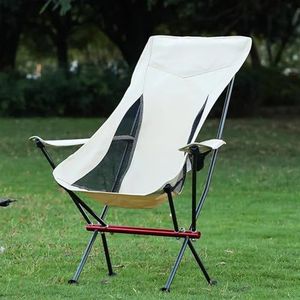 DPNABQOOQ Draagbare campingstoel, maanvorm, lichtgewicht, opvouwbaar, aluminium voor picknick, strand, reizen, outdoor, vissen, wandelen, tuinstoel (maat: beige)