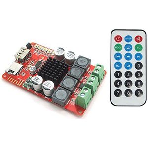 DollaTek TPA3116 2 x 50 W Bluetooth digitale versterkerkaart met afstandsbediening, ondersteuning FM-radio, TF-kaart, USB-opname, 8~26 V DC voor hoofdtelefoon HIFI versterker iPhone thuisbioscoop