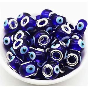 10 stuks blauwe kleur groot gat glazen spacer kralen passen armband ketting voor sieraden maken-oogkleur 2