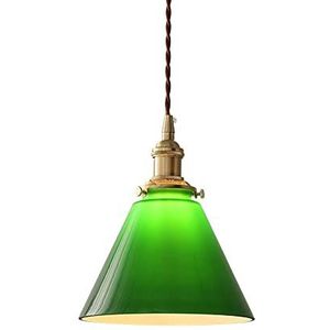 TOTLAC Decoratieve kleine groene vintage hanglamp met E27-fitting met keuken kroonluchter in de kamer met groene glazen lampenkap