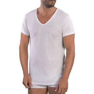 MABRAT Herentrui met korte mouwen en puntige hals, 100% puur katoenen jersey, Wit, M