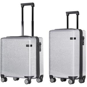 Koffer Rollende bagage Spinner Rits Aluminium Frame Trolley Dames Heren Cabine Kofferwielen (Color : Zipper Silver, Size : 18"")