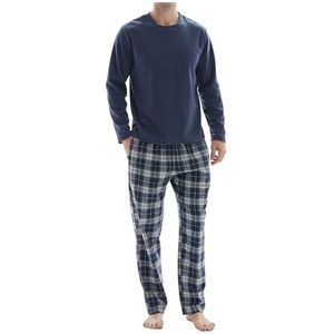 Heren Elastische Pyjama Fleece Top Check Flannel Lounge PJ's Broek