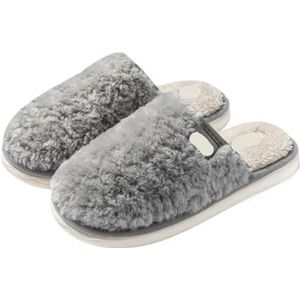 LPHFDCS Dames Slippers Vlinder knoop paar katoenen slippers winter huis pluche opsluiting schoenen warme slippers voor vrouwen pluizige slippers, Grijs, 40-41