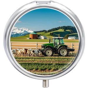 Draagbare Pillendoos Pil Case Tractor Melk Boerderij Reizen Pillendoos Kleine Pil Case Dagelijkse Pil Container Pil Organizer Pocket Geneeskunde Doos Leuke Pil Case