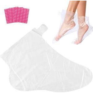 Pedsox, 100 stuks wegwerp transparante polyethyleen voethoezen, voor voetmasker en pedicure, voor paraffinebaden, 31 x 16 cm, eenheidsmaat, uniseks