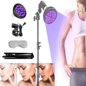 54W Bruiningslamp, 18 Stuks Led-Zonnelampen Voor Bruinen, Met Oogmasker En Statief (38,5 ""-78,7""), 395 Nm Oogbescherming Zelfbruinend Apparaat, Voor Lichaam En Gezicht