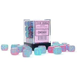 Chessex Dice Set - 12mm Gemini: Gel Green-Pink/Blue Luminary Dice Block - Dungeons and Dragons D & D DND TTRPG Dice - Includes 36 Dice - D6