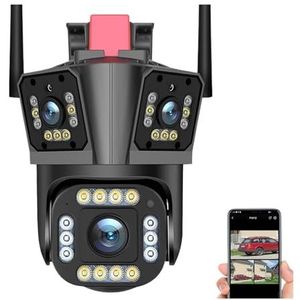 5K 12MP IP-camera Draadloze beveiligingscamera for buiten Drie lenzen 10X zoom Auto Tracking CCTV PTZ Cam Waterdichte bewaking Beveiligingscamera'S Voor Thuis(5K Camera Add 64G)