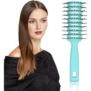 Antistatische Haarborstel, Ontluchtingsmassageborstel, Styling- en Föhnborstel, Antislip Geventileerde Haarborstels voor Kortere Föhntijden, Antistatische Ronde Borstel voor Föhnen en(blauw)