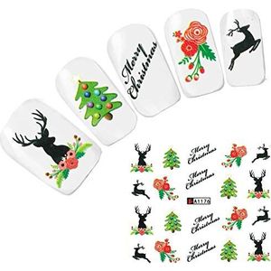 JUSTFOX - Tattoo Nail Art Kerstman Kerstboom Sticker Nagelstickers