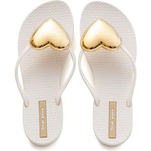 fengqingyunyan0304 Slides, flip-flops voor dames, bovenkleding, hondrood, casual strandschoenen, voor dames en heren, wit, 40 EU