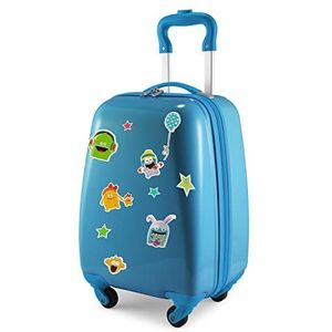 Hauptstadtkoffer - Kinderbagage, kinderkoffer, harde koffer, boordbagage voor kinderen, ABS/PC,, cyaanblauw + sticker monster, kinderbagage