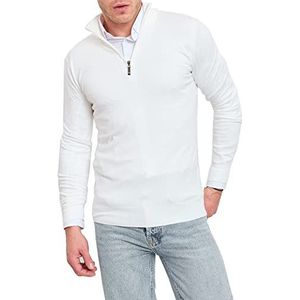 Subliminal Mode - Gebreid vest voor heren, lange mouwen, licht, ideaal op overhemd met knoop BX888, 808, wit, S