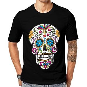 Floral Skull heren korte mouw grafisch T-shirt ronde hals print casual tee tops 6XL