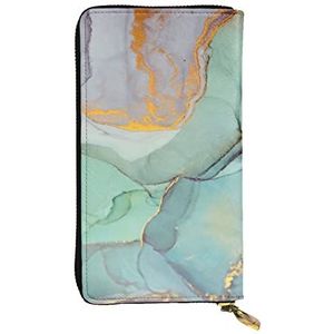 LAMAME Kleurrijke Marmer Gedrukt Echt Lederen Portemonnee Draagbare Reis Organizer Neutrale Clutch Bag, Kleurrijk marmer, Eén maat