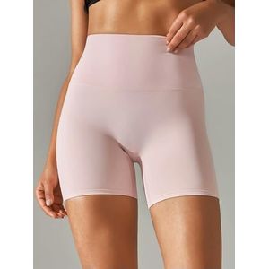 Vrouwen Sport Korte Yoga Legging Shorts Squat Proof Hoge Taille Fitness Strakke Shorts Sneldrogend Fietsen -Licht Roze-XL