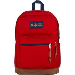 JanSport Right Pack Rugzak - School-, reis-, werk- of laptopboekentas met su de lederen bodem met waterfles zak, Rode Tape