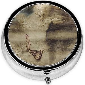 Schilderij Art Gedrukt Pil Doos, Mini Kleine Pil Case Draagbare Geneeskunde Pil Organizer Reizen Pil Doos met 3 Component