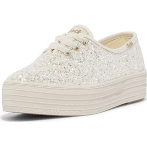 Keds Point Lace Up Sneaker voor dames, Crème Glitter, 39.5 EU