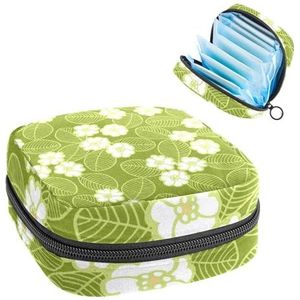 Opbergtas voor maandverband, menstruatiecup zakje, menstruatiezak, organizer voor vrouwelijke pads, tampons, groen zoet bloemmotief
