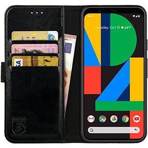 Rosso Element Book Case Wallet Hoesje Geschikt voor Google Pixel 4A | Portemonnee | 3 Pasjes | Magneetsluiting | Stand Functie | Zwart