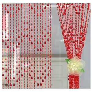 LIJINBO Acryl kralen gordijn golf decoratie deur string gordijnen kamer divider deuropeningen raam muur paneel kwastje scherm slaapkamer keuken, aanpasbaar (kleur: rood, maat: 80 x 120 cm)