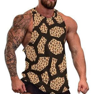 Luipaard Geometrisch Patroon Mannen Tank Top Grafische Mouwloze Bodybuilding Tees Casual Strand T-Shirt Grappige Gym Spier