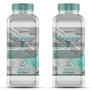 GiDeli Glycerine 99,5% zuiver 2 x 1L Glycerine VG farmaceutische kwaliteit E422 plantaardig, veganistisch, kleur-, reukloos