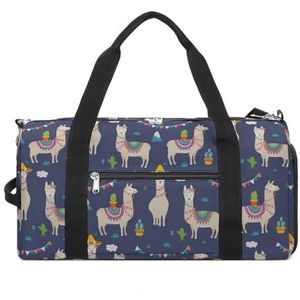 Leuke Cartoon Llama Alpaca Grappige Gym Tas Met Schoen Compartiment Reizen Duffel Bag Weekender Overnachting Tas Yoga Tas