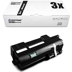 3x Eurotone Toner voor Kyocera Ecosys ECOSYS P 2040 DW DN vervangen TK-1160 TK1160 Zwart