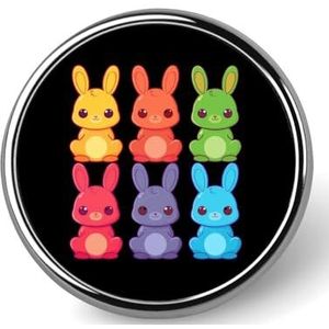 LGBT Regenboog Gay Pride Vlag Kawaii Bunny Ronde Broche Pin voor Mannen Vrouwen Aangepaste Badge Knop Kraag Pin voor Jassen Shirts Rugzakken